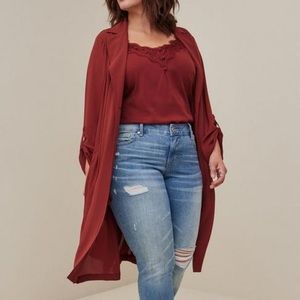 Torrid Drape Trench Jacket - Georgette Brownish Burnt Orange